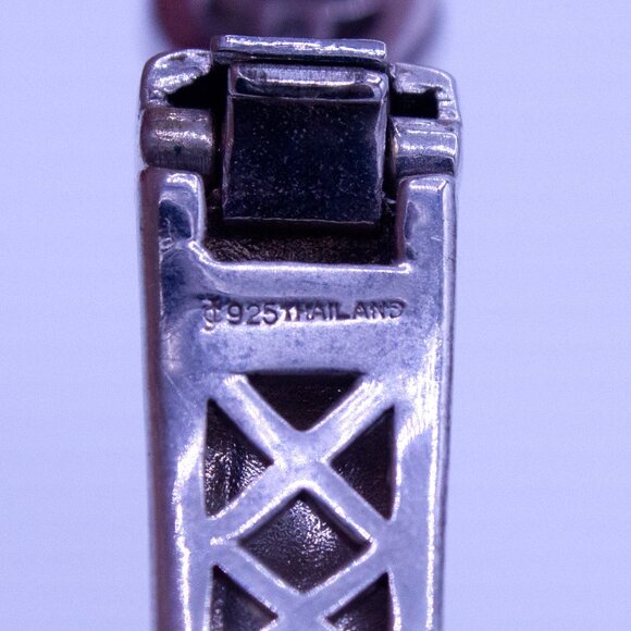 Vintage Sterling Silver Sapphire, Amethyst, CZ Cuff Bracelet - Picture 5 of 7